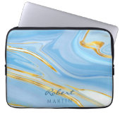 Blue Sky Gold Glitzer Marmor individuell anpassbar Laptopschutzhülle (Vorderseite)