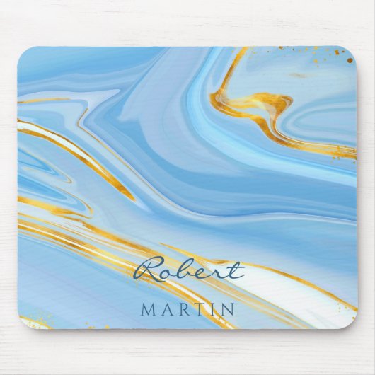 Blue Sky Gold Glitzer Marmor individuell anpassbar Mousepad (Vorne)