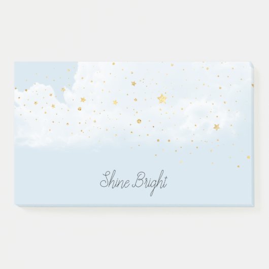 Blue Sky Gold Stars Post-it Klebezettel (Vorderseite)