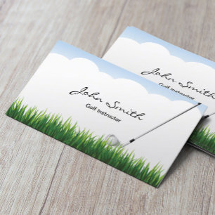 Blue Sky & Grass Golf Trainer Business Card Visitenkarte