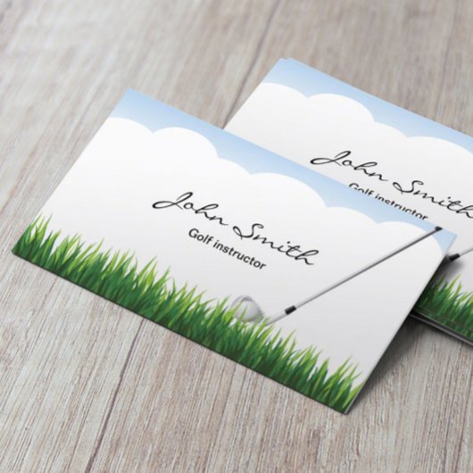 Blue Sky & Grass Golf Trainer Business Card Visitenkarte