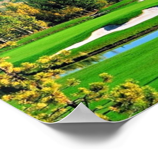 Blue Sky Green Grass Mountain Image Golf Poster (Ecke)