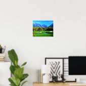 Blue Sky Green Grass Mountain Image Golf Poster (Heimbüro)