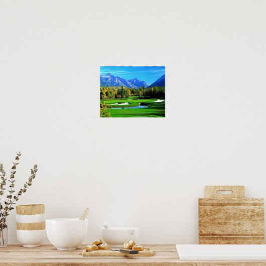 Blue Sky Green Grass Mountain Image Golf Poster (Küche)