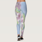 Blue Sky Green Pflanze Blätter Purple Flowers Leggings (Rückseite)
