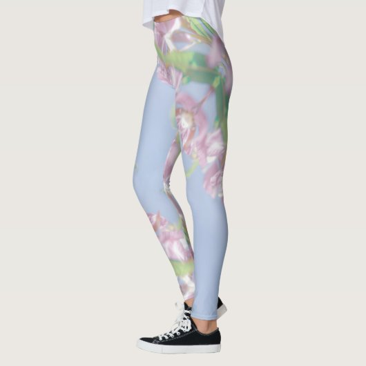 Blue Sky Green Pflanze Blätter Purple Flowers Leggings (Links)
