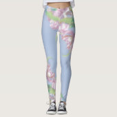 Blue Sky Green Pflanze Blätter Purple Flowers Leggings (Vorderseite)