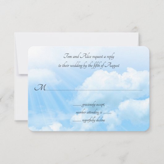 Blue Sky Guest Count Wedding RSVP Cards Karte (Vorderseite)