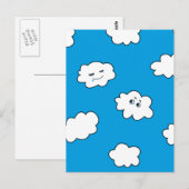 Blue Sky Happy Funny Clouds Postkarte (Vorne/Hinten)