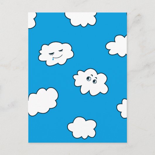 Blue Sky Happy Funny Clouds Postkarte (Vorderseite)