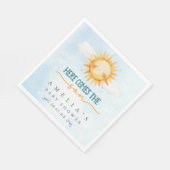 Blue Sky Here Comes the Son Baby Shower Serviette (Ecke)