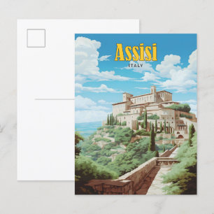 Blue Sky in Assisi Italien Vintage Travel Postkarte