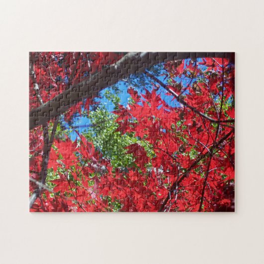 Blue Sky in Autumn Puzzle Gift Fall Maple Leaves (Horizontal)