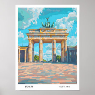 Blue Sky in Berlin Deutschland Vintage Travel Poster