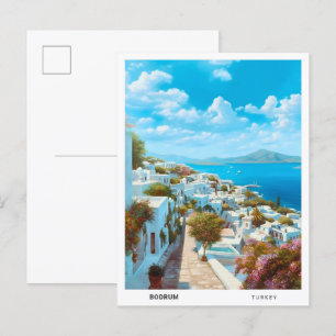 Blue Sky in Bodrum Turkey Vintage Travel Postkarte