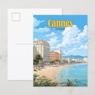 Blue Sky in Cannes France Vintage Travel Postkarte