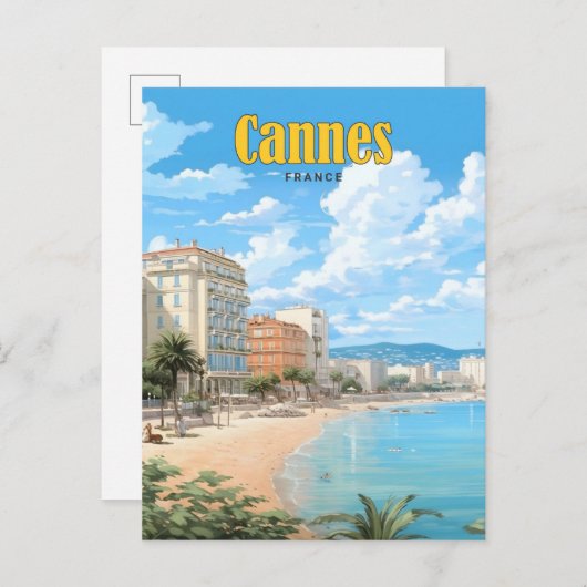 Blue Sky in Cannes France Vintage Travel Postkarte (Vorne/Hinten)