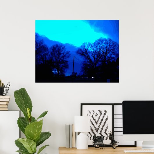 Blue Sky in der Nacht Poster (Heimbüro)