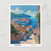 Blue Sky in Dubrovnik Kroatien Vintage Travel Postkarte (Vorderseite)
