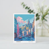 Blue Sky in Edinburgh Scotland Vintage Travel Postkarte (Stehend Vorderseite)