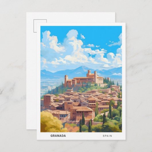 Blue Sky in Granada Spanien Vintage Travel Postkarte (Vorne/Hinten)