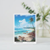 Blue Sky in Grand Caymans Vintage Travel Postkarte (Stehend Vorderseite)