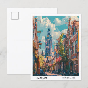 Blue Sky in Haarlem Netherlands Vintage Travel Postkarte