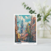 Blue Sky in Haarlem Netherlands Vintage Travel Postkarte (Stehend Vorderseite)