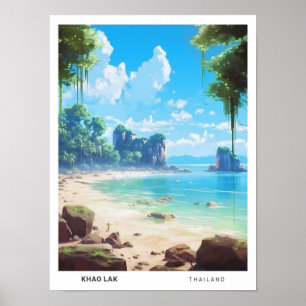 Blue Sky in Khao Lak Thailand Vintage Reise Poster