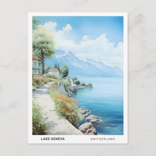 Blue Sky in Lake Geneva Switzerland Postkarte (Vorderseite)