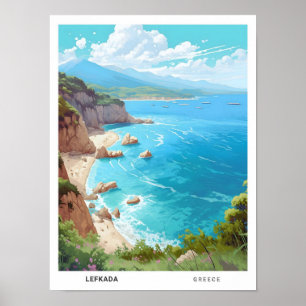 Blue Sky in Lefkada Griechenland Vintage Travel Poster