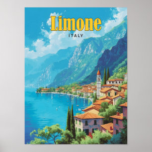 Blue Sky in Limone Italien Vintage Travel Poster