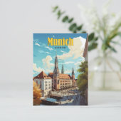 Blue Sky in München Deutschland Vintage Travel Postkarte (Stehend Vorderseite)