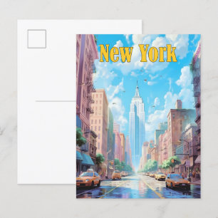 Blue Sky in New York USA Vintage Travel Postkarte