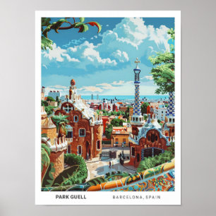 Blue Sky in Park Guell Barcelona Spanien Reisen Poster