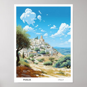 Blue Sky in Puglia Italien Vintage Travel Poster