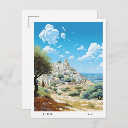 Blue Sky in Puglia Italien Vintage Travel Postkarte (Vorne/Hinten)