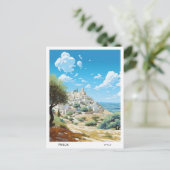 Blue Sky in Puglia Italien Vintage Travel Postkarte (Stehend Vorderseite)