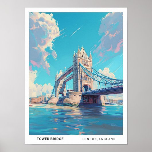 Blue Sky in Tower Bridge London England Travel Poster (Vorne)