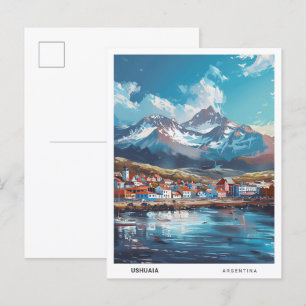 Blue Sky in Ushuaia Argentina Vintage Travel Postkarte