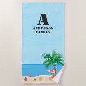Blue Sky, Initials, Name and Beach Life Strandtuch (Vorderseite)
