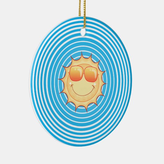 Blue Sky lächelt Sun Keramik Ornament (Rechts)