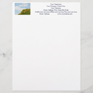 Blue Sky Letterhead Hillside Meadow Poppies Briefbogen