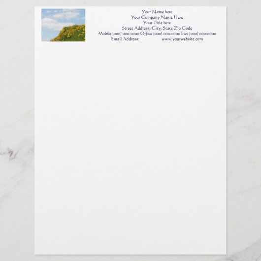 Blue Sky Letterhead Hillside Meadow Poppies Briefbogen (Vorderseite)