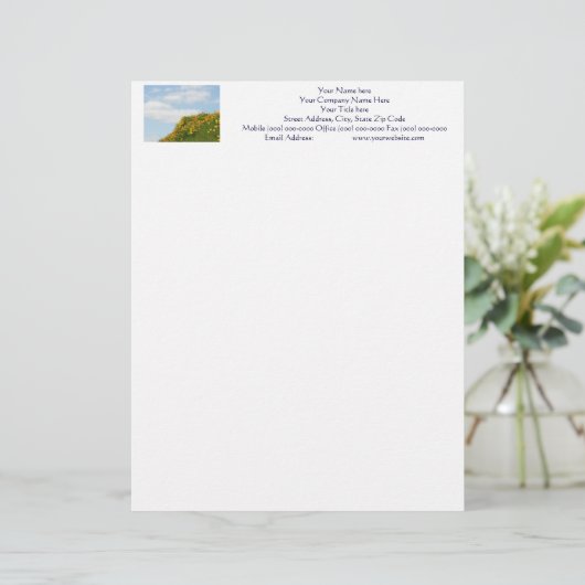 Blue Sky Letterhead Hillside Meadow Poppies Briefbogen (Stehend Vorderseite)