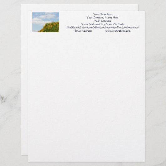 Blue Sky Letterhead Hillside Meadow Poppies Briefbogen (Vorne/Hinten)