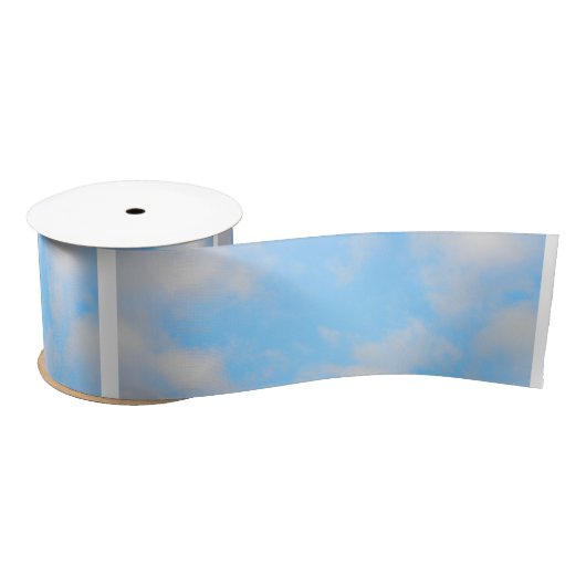 Blue Sky Light White Clouds Cloudy Spring Satinband (Spule)