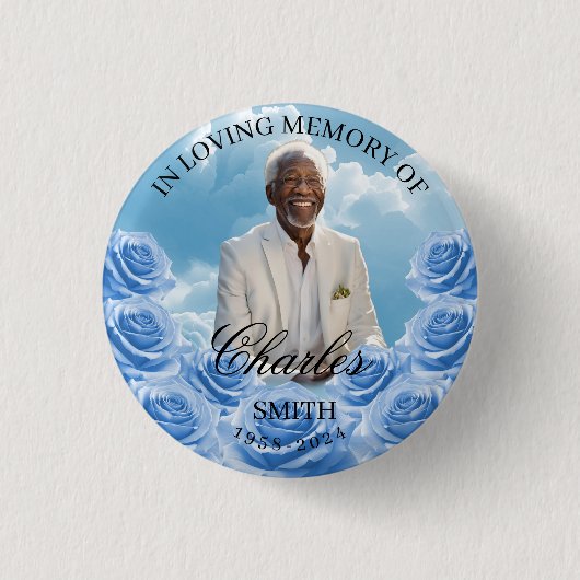Blue Sky Memorial Button Roses Memorial Button  (Vorderseite)
