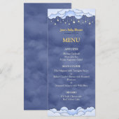 Blue Sky mit dem Baby Shower Flat Menu der hängend Menükarte (Vorne/Hinten)