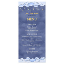 Blue Sky mit dem Baby Shower Flat Menu der hängend